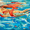 Nadando, óleo sobre lienzo	