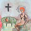 La moral al desnudo (recreación de la obra de Paloma Picasso: Mujer desnuda). Collage y acuarela. 35 x 25	
