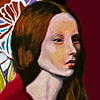 Mujer en rojos. Técnica, Pastel, sobre Papel. 40 x 30 Cm.	