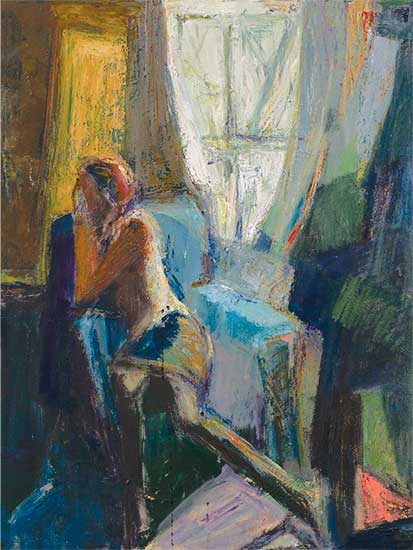 Olga en la ventana. Oleo s/tela. 60 x 80