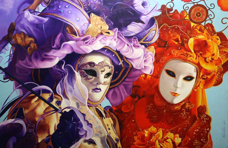Carnaval de Venecia. Óleo sobre tela, 107 x 70 cms