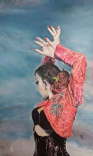 Flamenca. Oleo. 146 x 89 cm