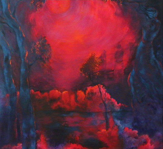 Luna Roja. Técnica Mixta. Óleo. 100 x 100 cm	