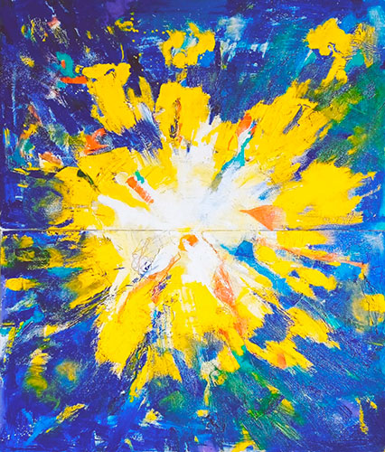 God's Blast. díptico. Mixta, óleo sobre lienzo. 100x80 cm