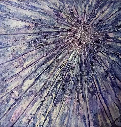 Supernova. Pasta de textura sobre madera.  Técnica mixta (acrílico, óleo, tinta de alcohol). 40 x 40 cm 