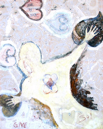 Dar es Dar (2001) Técnica mixta sobre tela, 150 x 130 cm	