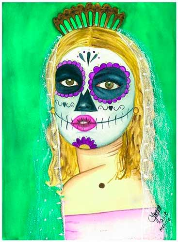 Catrina la pálida. Acuarela sobre papel. 35 x 25 cm	